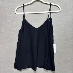 Dex Black V Neck Spaghetti Strap Tie Back Sleeveless Tank Top Womens Small Black